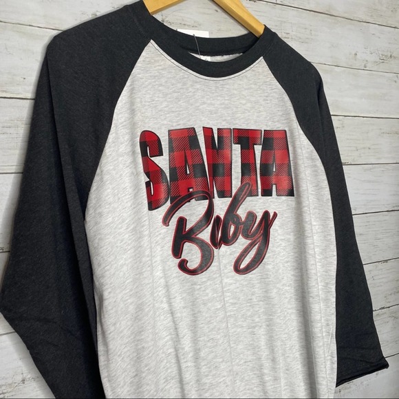 Santa Baby 3/4 Sleeve Baseball Tee Large - Picture 7 of 8